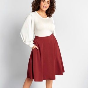 ModCloth Just This Sway Maroon A-Line Skirt Plus Size 4X